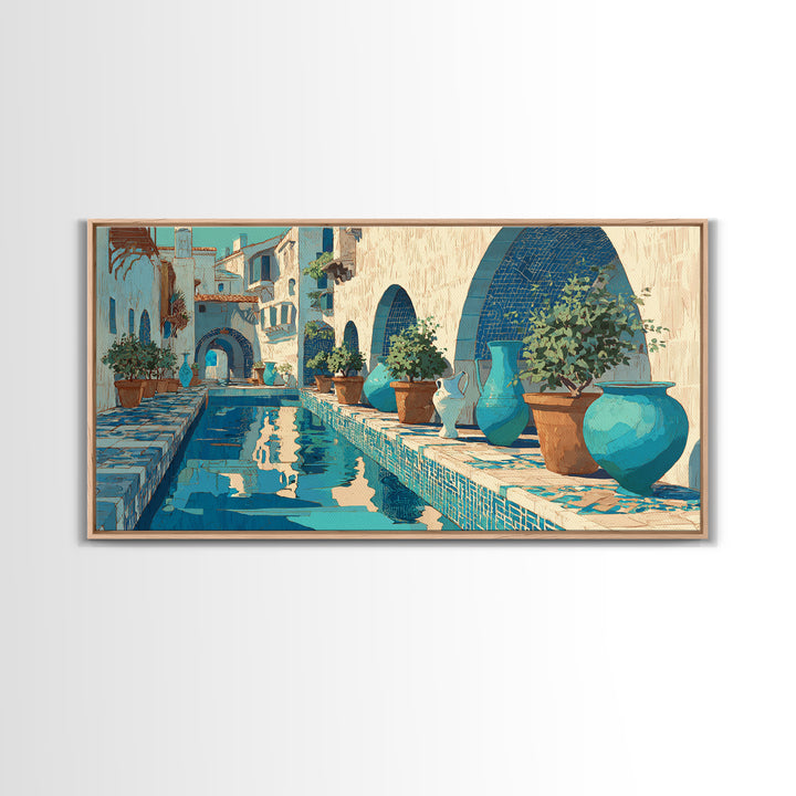 Venetian Canal Reflection Without City Crowd Framed Canvas Print, Italian Villa Art, Neutral Decor, Living Room Decor, Villa, IVA-2x1-16