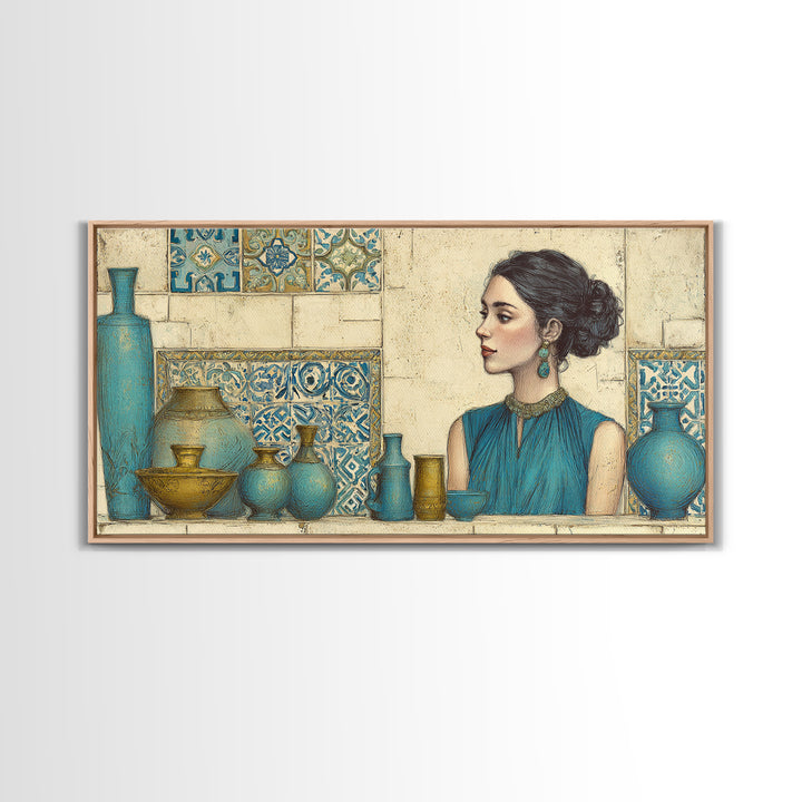 Renaissance Inspired Portrait with Modern Softness Canvas Print, Italian Villa Art, Landscape Print, Living Room Decor, Villa, IVA-2x1-38