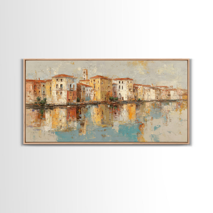Venetian Canal Reflection Without City Crowd Canvas Print, Italian Villa Art, Contemporary Art, Living Room Decor, Villa, IVA-2x1-40