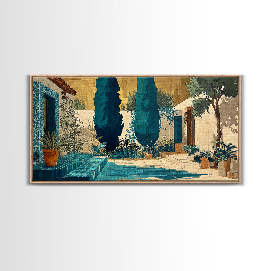 Cypress Silhouette at Sunset Canvas Print, Italian Villa Art, Gallery Decor, Living Room Decor, Villa, Minimalist Decor, IVA-2x1-41
