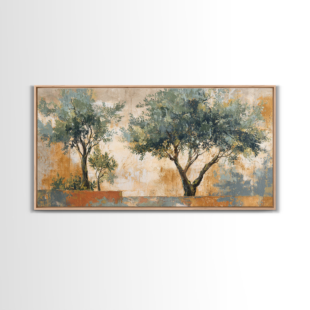 Olive Grove Path Canvas Print, Italian Villa Art, Framed Wall Art, Living Room Decor, Oil Painting, Villa, Colorful Wall Art, IVA-2x1-47
