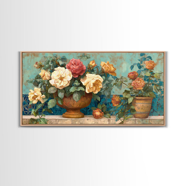 Italian Villa Garden Urn Canvas Print, Italian Villa Art, Art Print, Living Room Decor, Watercolor Art, Villa, Printable Art, IVA-2x1-98