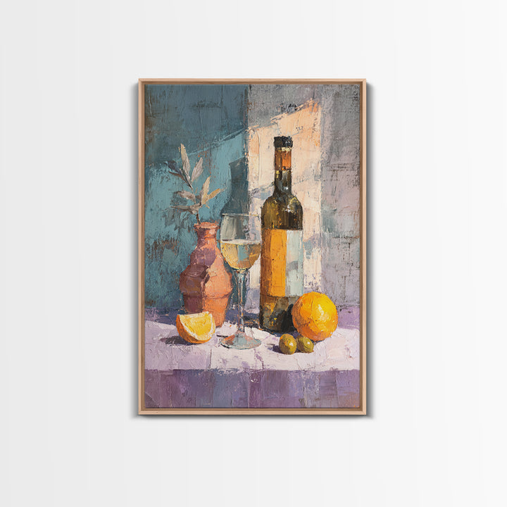 White Wine and Olives Still Life Framed Canvas Print, Italian Villa Art, Printable Art, Living Room Decor, Fine Art, Villa, IVA-2x3-24