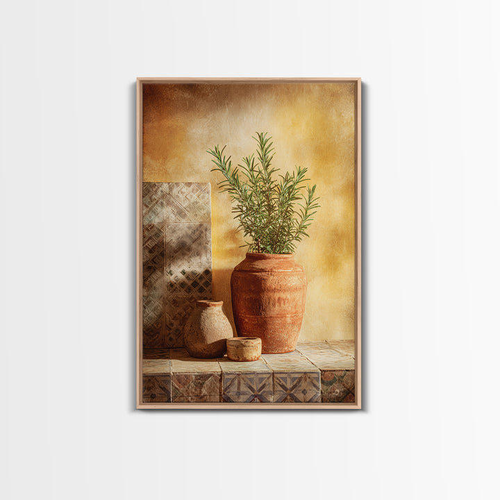 Terra Cotta Pot Framed Canvas Print, Italian Villa Art, Digital Art Print, Living Room Decor, Fine Art, Villa, Luxury Decor, IVA-2x3-30