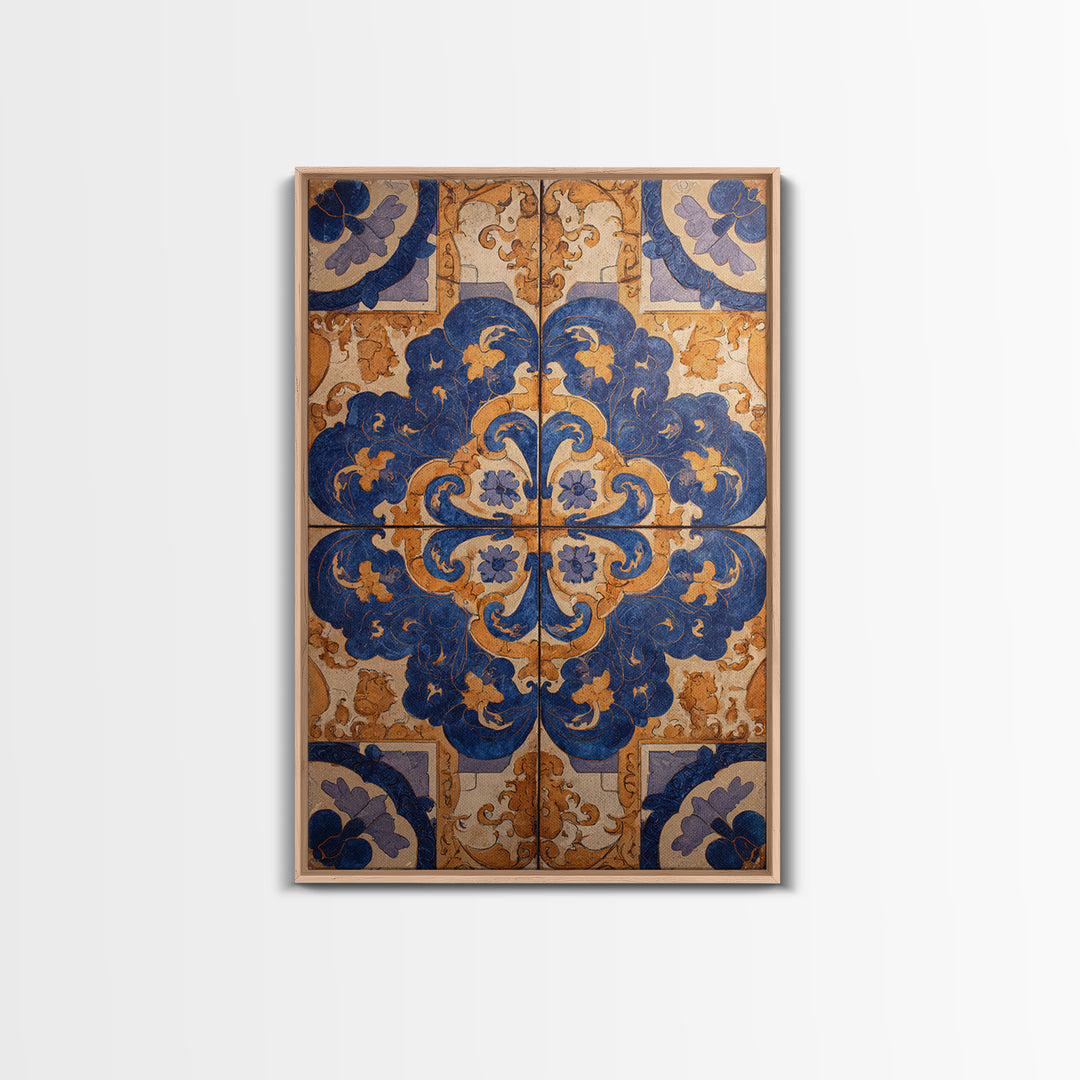 Italian Tile Pattern Canvas Print, Italian Villa Art, Statement Artwork, Living Room Decor, Fine Art, Villa, Oil Painting, IVA-2x3-49