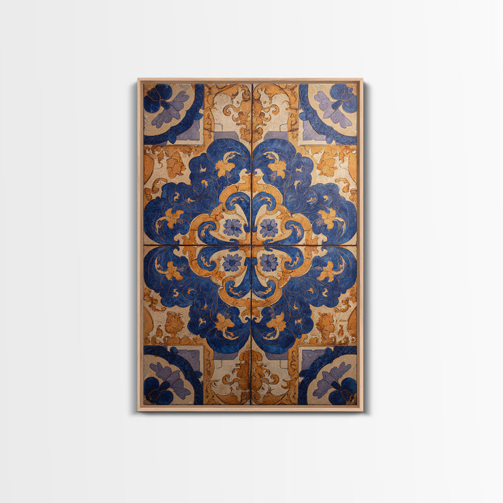 Italian Tile Pattern Canvas Print, Italian Villa Art, Statement Artwork, Living Room Decor, Fine Art, Villa, Oil Painting, IVA-2x3-49