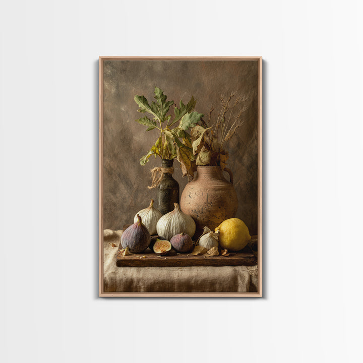 Figs and Cheese on Rustic Wooden Board Canvas Print, Italian Villa Art, Art Print, Living Room Decor, Fine Art, Villa, IVA-2x3-65