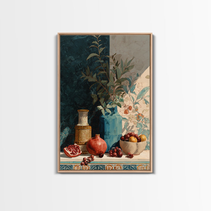 Marble Fruit Still Life Canvas Print, Italian Villa Art, Original Painting, Living Room Decor, Villa, Landscape Painting, IVA-2x3-7