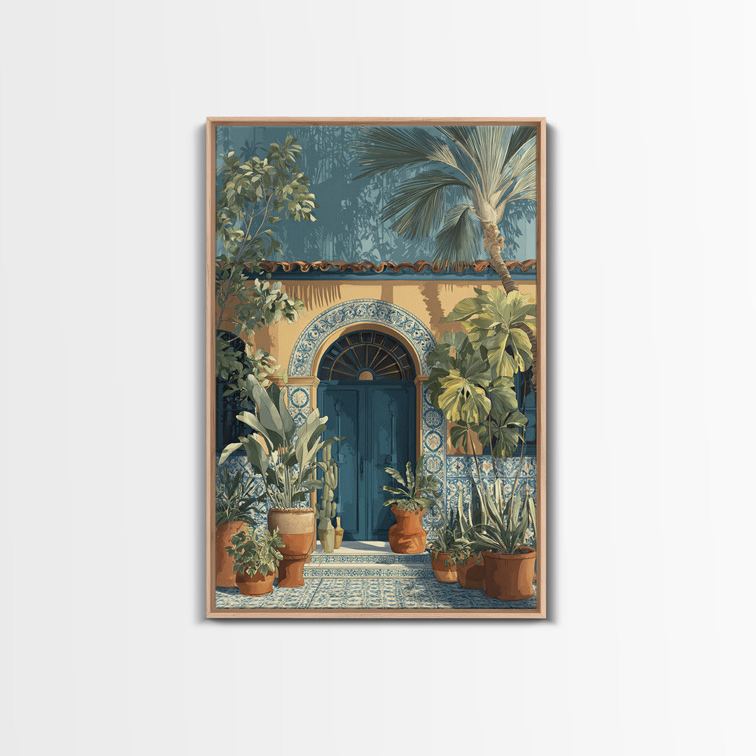Italian Tile Pattern Framed Canvas Print, Italian Villa Art, Textured Painting, Living Room Decor, Villa, Living Room Wall Art, IVA-2x3-73
