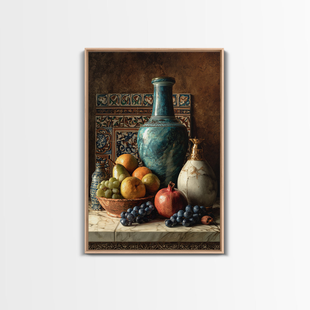 Marble Fruit Still Life Canvas Print, Italian Villa Art, Rustic Home Decor, Living Room Decor, Fine Art, Villa, Boho Decor, IVA-2x3-79