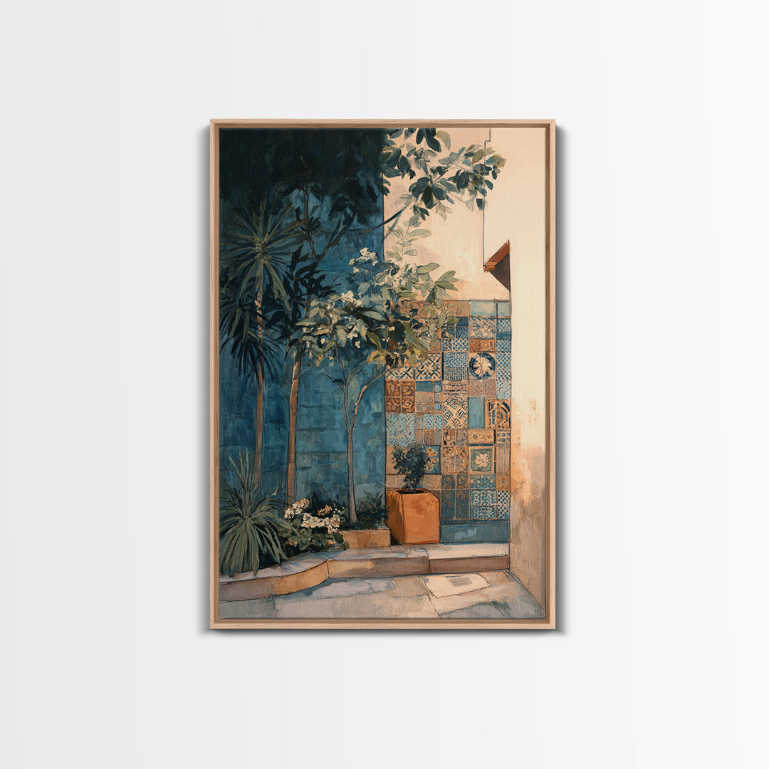 Olive Grove Path Framed Canvas Print, Italian Villa Art, Boho Decor, Living Room Decor, Abstract Art, Villa, Digital Wall Art, IVA-2x3-83