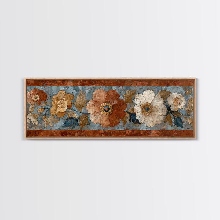 Florentine Floral Ornament Pattern Canvas Print, Italian Villa Art, Wall Art Prints, Living Room Decor, Fine Art, Villa, IVA-3x1-50