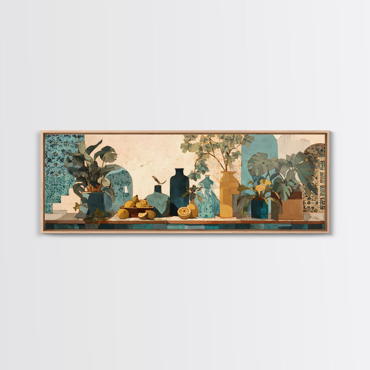 Marble Fruit Still Life Framed Canvas Print, Italian Villa Art, Neutral Decor, Living Room Decor, Fine Art, Villa, IVA-3x1-63