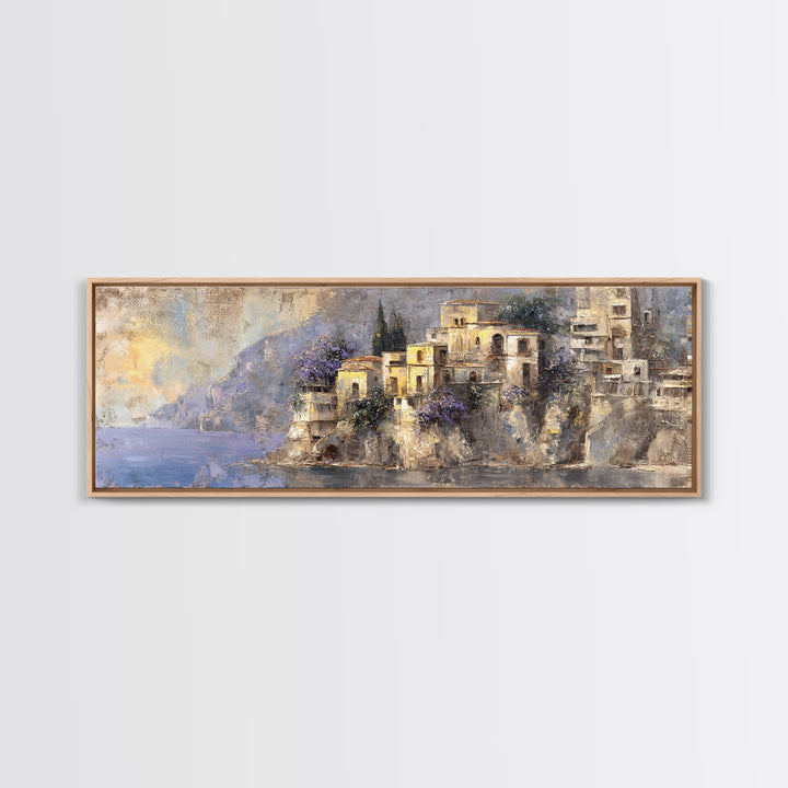 Amalfi Coast Cliffs Framed Canvas Print, Italian Villa Art, Printable Art, Living Room Decor, Villa, Digital Download Art, IVA-3x1-77