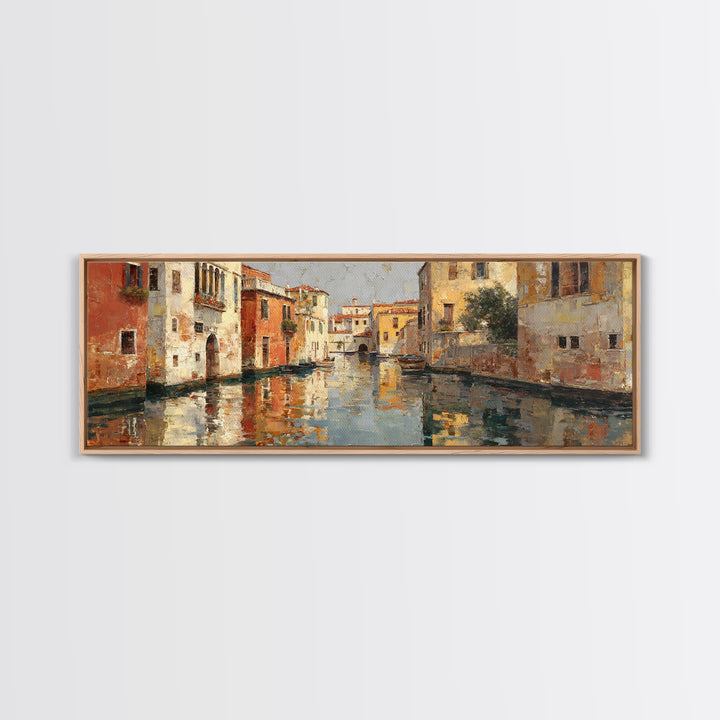 Venetian Canal Reflection Without City Crowd Canvas Print, Italian Villa Art, Contemporary Art, Living Room Decor, Villa, IVA-3x1-84