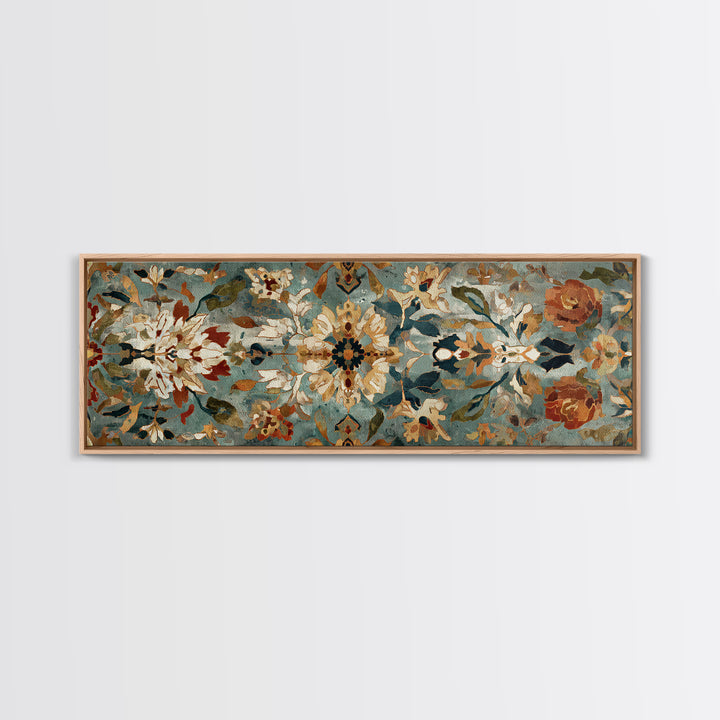 Florentine Floral Ornament Pattern Canvas Print, Italian Villa Art, Coastal Wall Art, Living Room Decor, Oil Painting, Villa, IVA-3x1-98