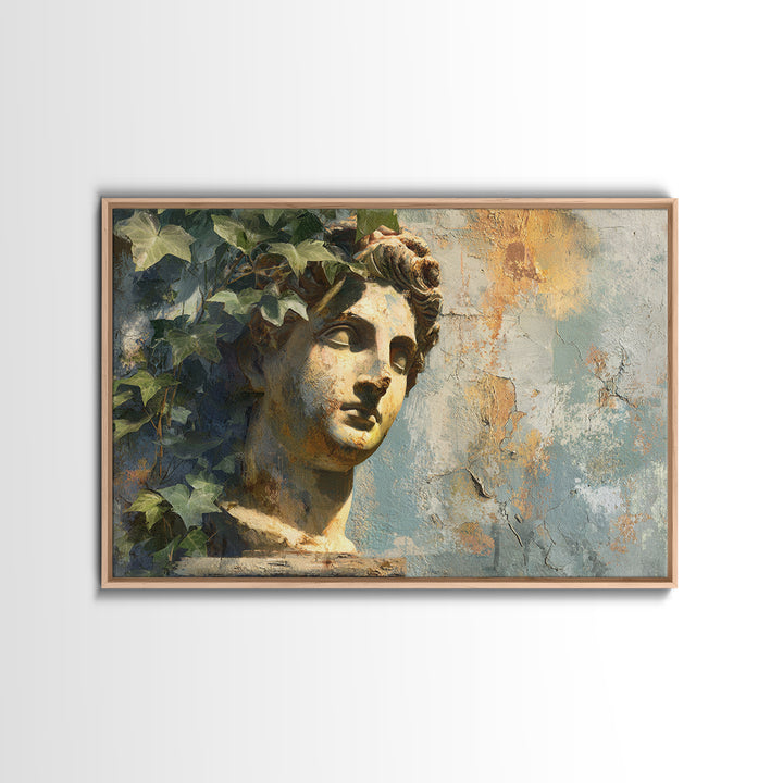 Classic Roman Statue Bust Canvas Print, Italian Villa Art, Art Print, Living Room Decor, Watercolor Art, Villa, Printable Art, IVA-3x2-16