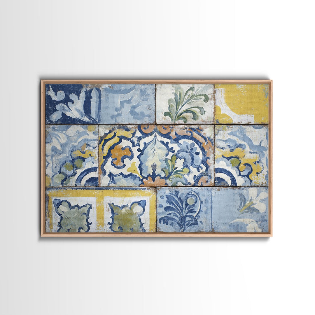 Italian Tile Pattern Canvas Print, Italian Villa Art, Original Painting, Living Room Decor, Fine Art, Villa, Landscape Painting, IVA-3x2-21