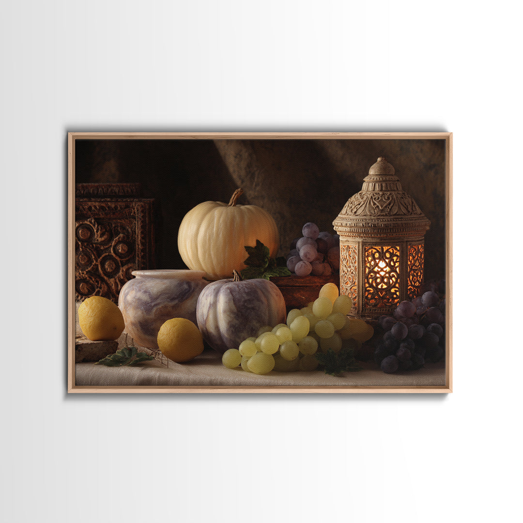 Marble Fruit Still Life Framed Canvas Print, Italian Villa Art, Textured Painting, Living Room Decor, Fine Art, Villa, IVA-3x2-27