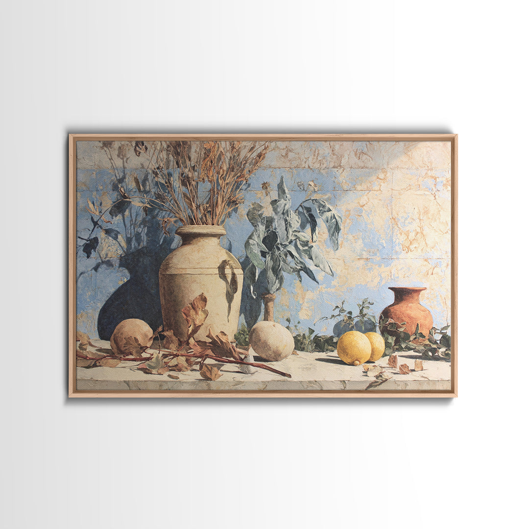 Marble Fruit Still Life Canvas Print, Italian Villa Art, Statement Artwork, Living Room Decor, Fine Art, Villa, Oil Painting, IVA-3x2-3