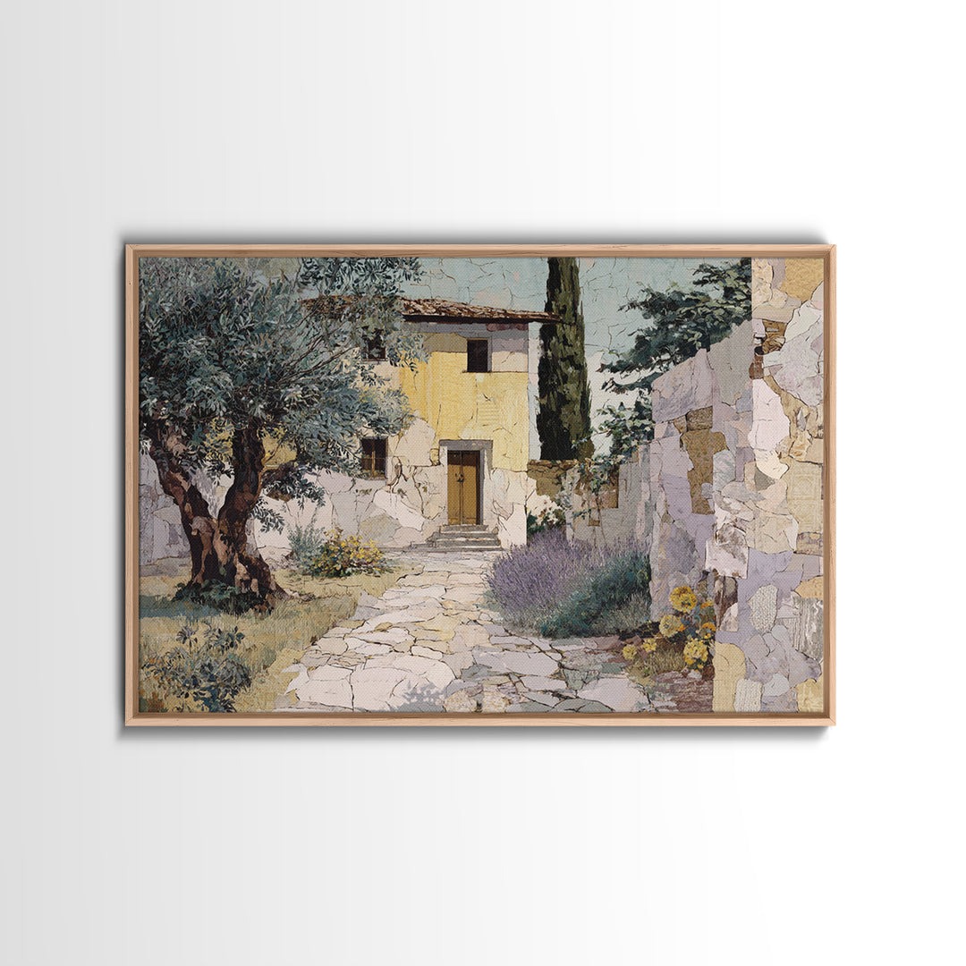 Olive Grove Path Framed Canvas Print, Italian Villa Art, Oil Painting, Living Room Decor, Fine Art, Villa, Farmhouse Wall Art, IVA-3x2-31