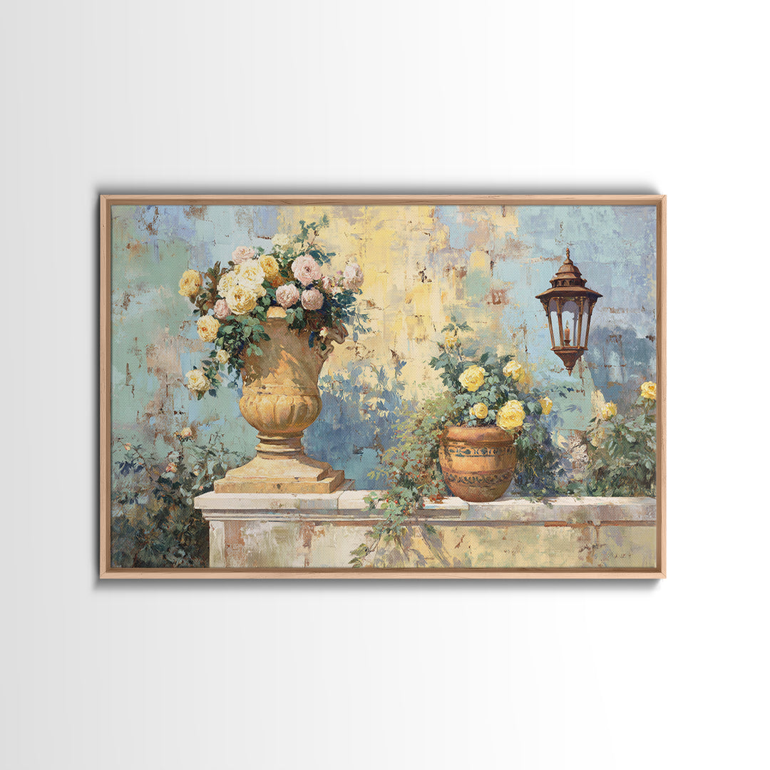 Italian Villa Garden Urn Canvas Print, Italian Villa Art, Framed Wall Art, Living Room Decor, Watercolor Art, Villa, IVA-3x2-34