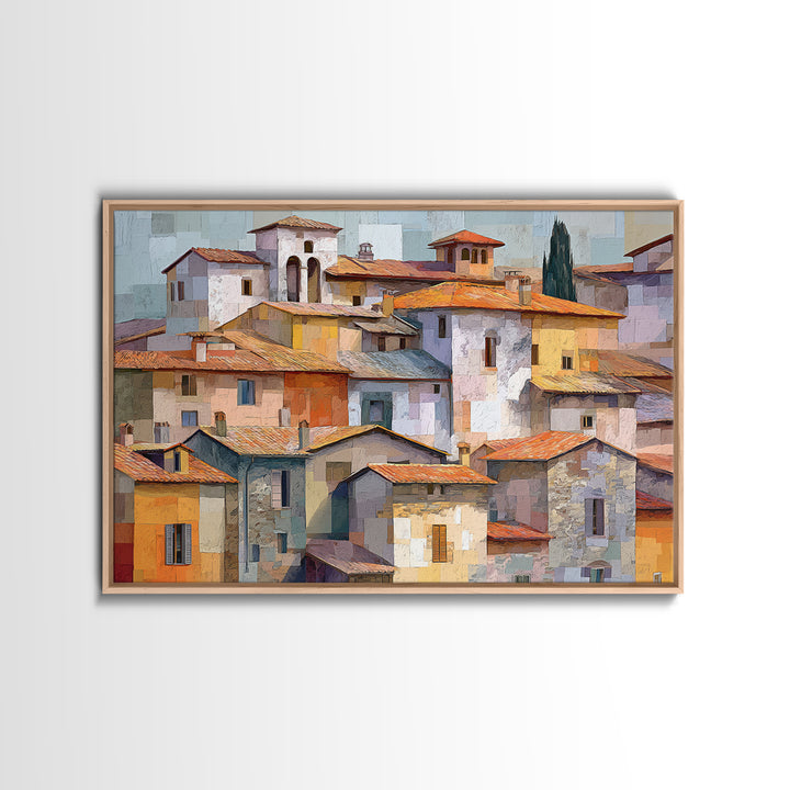 Terracotta Rooftops Against Pale Sky Canvas Print, Italian Villa Art, Living Room Wall Art, Living Room Decor, Fine Art, Villa, IVA-3x2-56