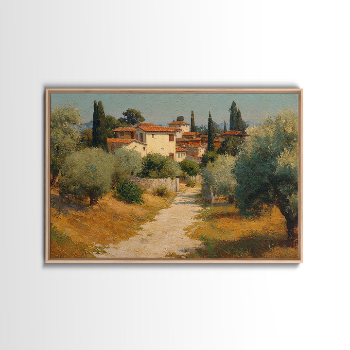 Olive Grove Path Framed Canvas Print, Italian Villa Art, Landscape Print, Living Room Decor, Abstract Art, Villa, IVA-3x2-7
