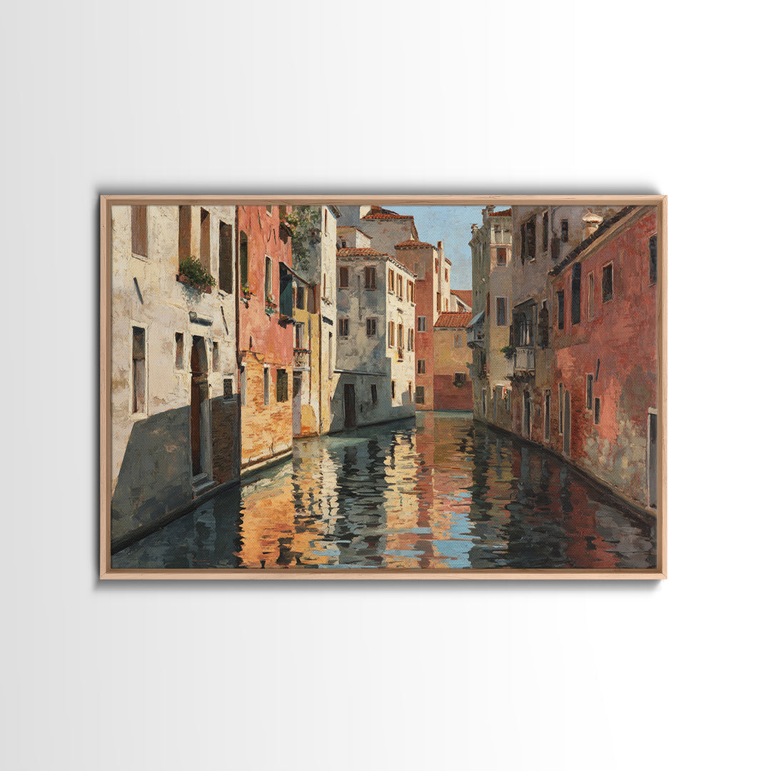Venetian Canal Reflection Without City Crowd Canvas Print, Italian Villa Art, Coastal Decor, Living Room Decor, Fine Art, Villa, IVA-3x2-72