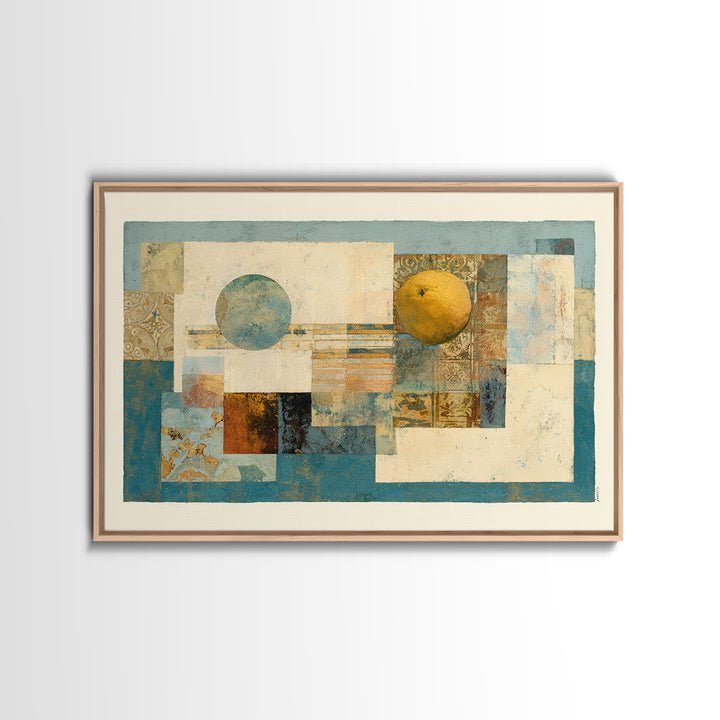 Coastal Lemons and Striped Cloth Arrangement Canvas Print, Italian Villa Art, Living Room Decor, Watercolor Art, Villa, IVA-3x2-76