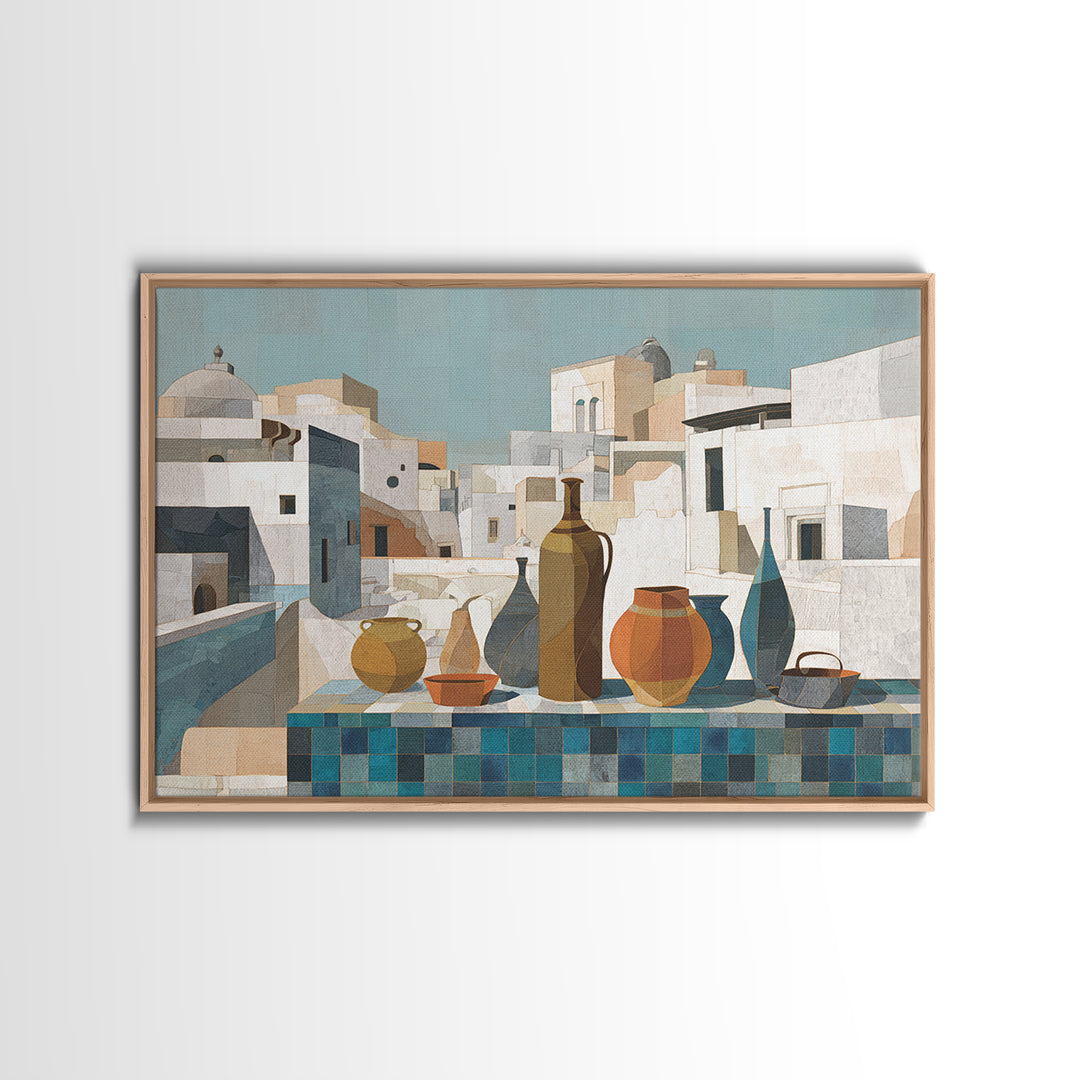 Terracotta Rooftops Against Pale Sky Canvas Print, Italian Villa Art, Farmhouse Wall Art, Living Room Decor, Villa, IVA-3x2-80