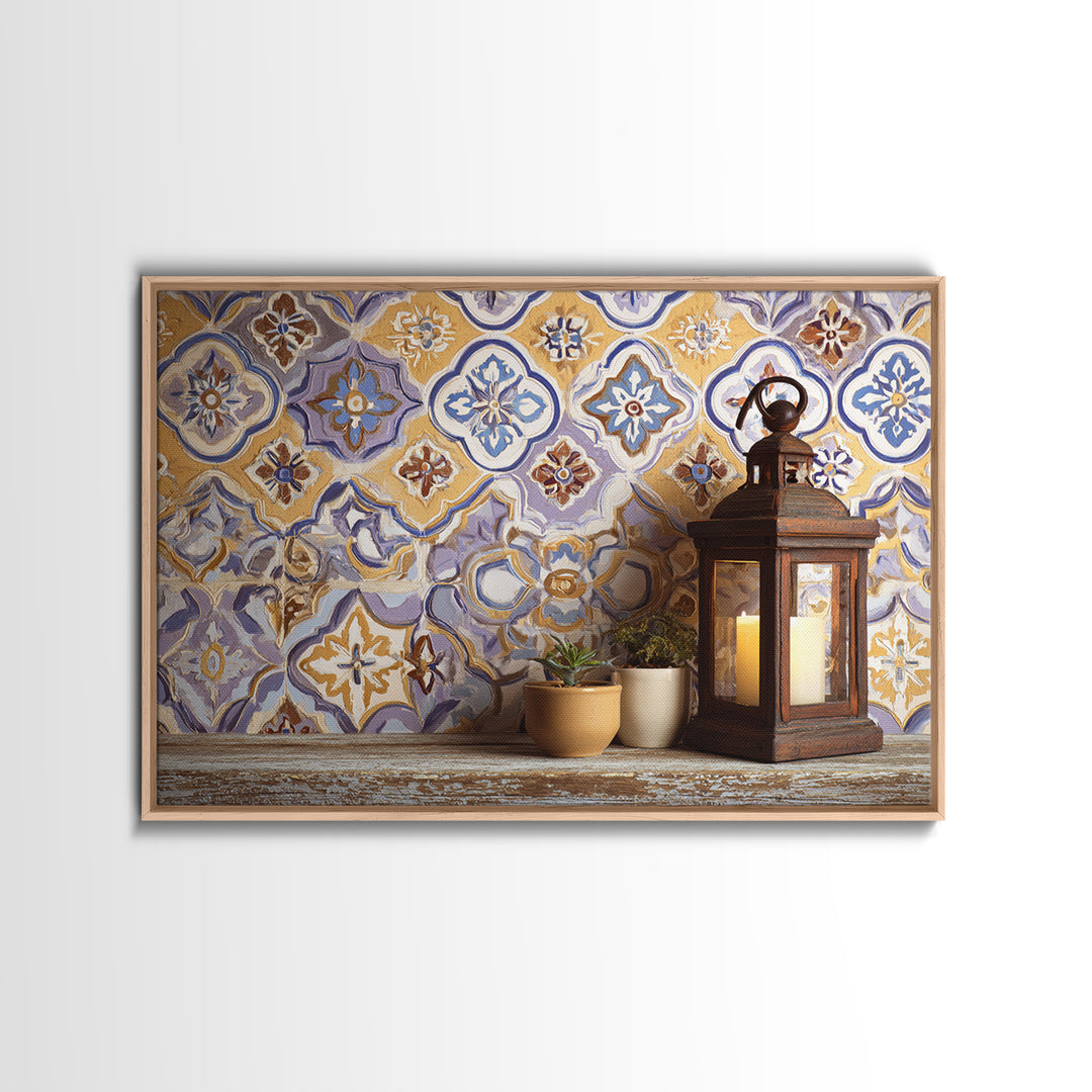 Italian Tile Pattern Canvas Print, Italian Villa Art, Coastal Decor, Living Room Decor, Fine Art, Villa, Landscape Print, IVA-3x2-93