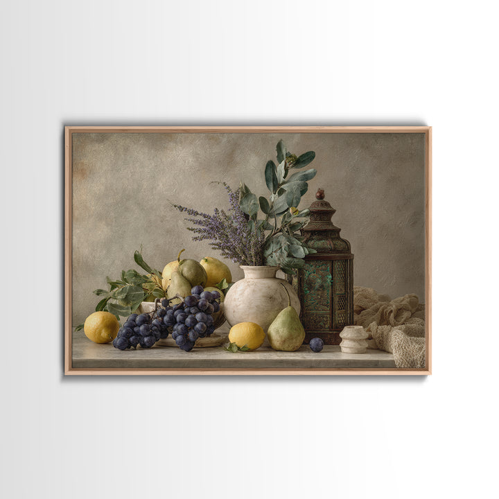 Marble Fruit Still Life Framed Canvas Print, Italian Villa Art, Digital Download Art, Living Room Decor, Fine Art, Villa, IVA-3x2-99