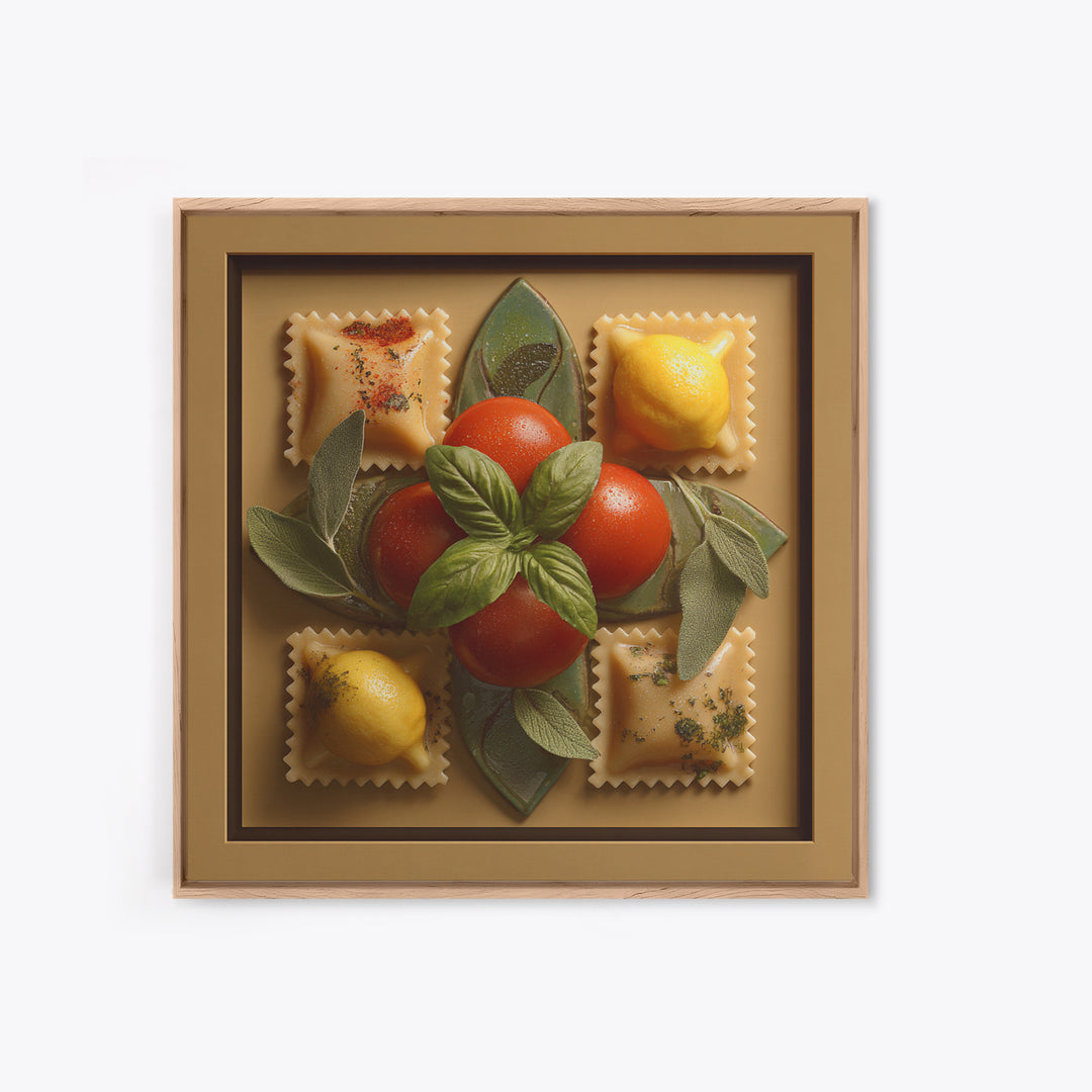 Pasta Lemons and Basil Mediterranean Still Life Canvas Print, Kitchen Art, Dining Room Wall Art, Kitchen Decor, Kitchen, KIT-1x1-17