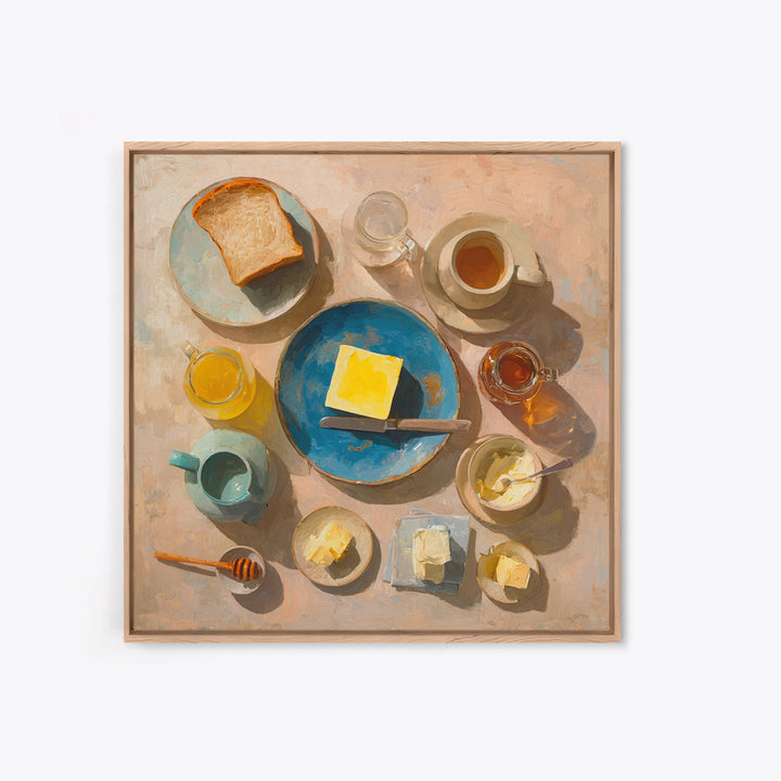 Fresh Bread with Butter and Honey Canvas Print, Kitchen Art, Kitchen Decor, Kitchen, Kitchen Art Print, Bar Cart Decor, KIT-1x1-18