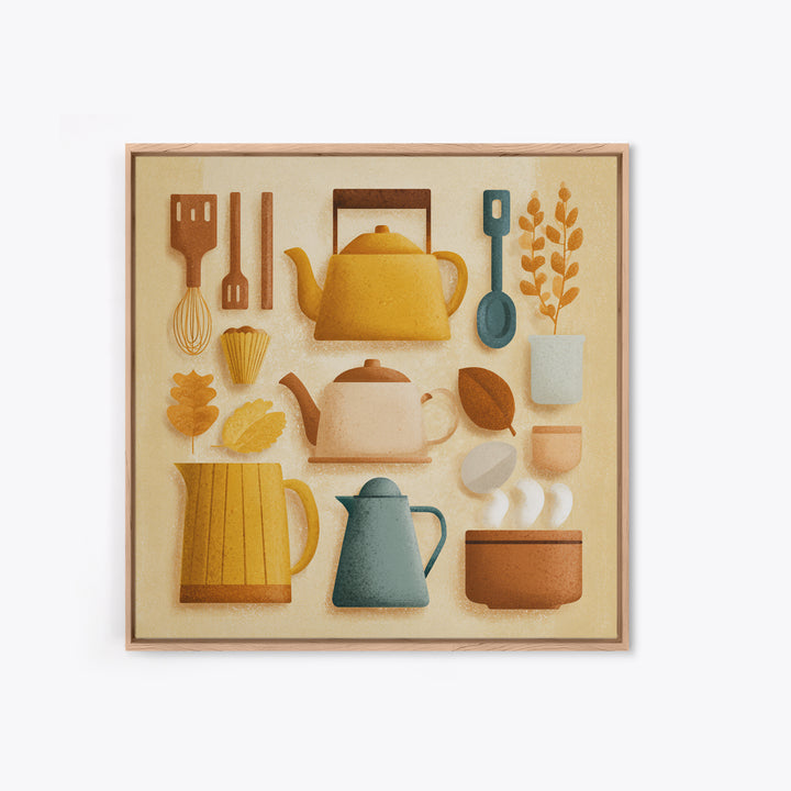 Kitchen Utensil Silhouettes Framed Canvas Print, Kitchen Art, Kitchen Print, Kitchen Decor, Fine Art, Kitchen, Art Print, KIT-1x1-21