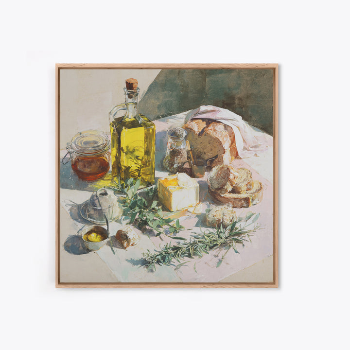 Olive Oil Bottle and Rosemary Branch Framed Canvas Print, Kitchen Art, Fine Art Print, Kitchen Decor, Fine Art, Kitchen, KIT-1x1-29