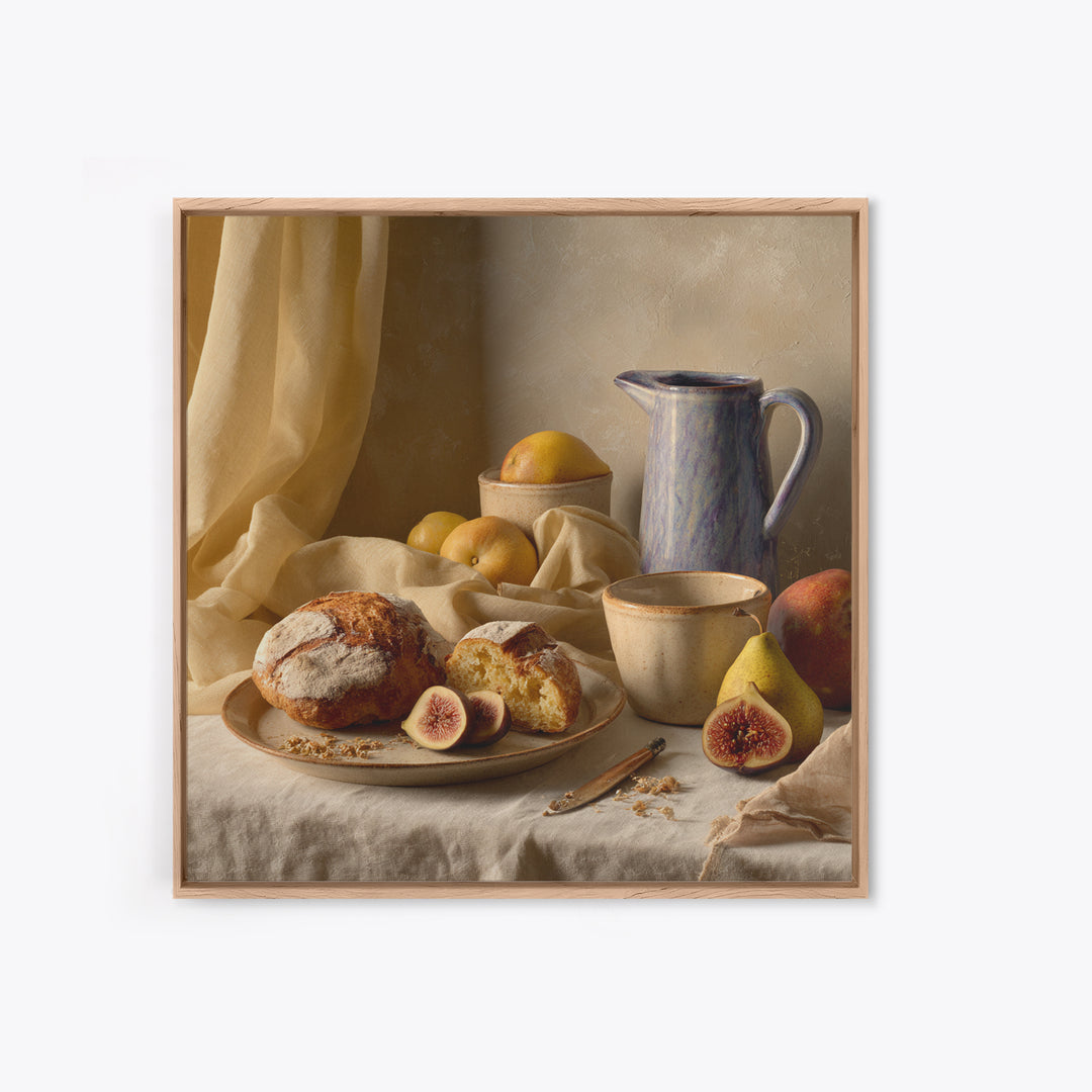 Figs Pomegranates and Linen Composition Framed Canvas Print, Kitchen Art, Poster Art, Kitchen Decor, Fine Art, Kitchen, KIT-1x1-46