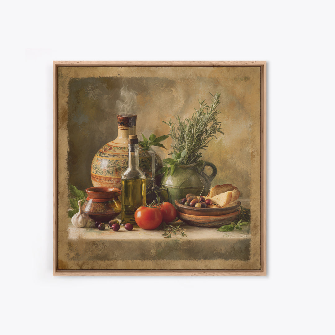 Olive Oil Bottle and Rosemary Branch Canvas Print, Kitchen Art, Coffee Print, Kitchen Decor, Watercolor Art, Kitchen, KIT-1x1-5