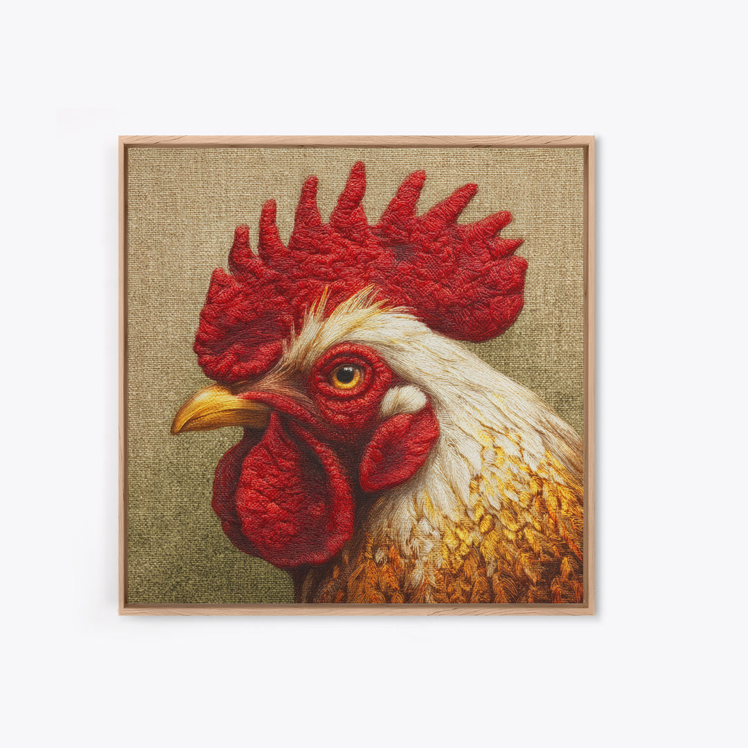 Rooster Portrait for Country Kitchen Charm Framed Canvas Print, Kitchen Art, Kitchen Wall Decor, Kitchen Decor, Kitchen, KIT-1x1-64
