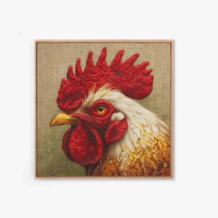 Rooster Portrait for Country Kitchen Charm Framed Canvas Print, Kitchen Art, Kitchen Wall Decor, Kitchen Decor, Kitchen, KIT-1x1-64