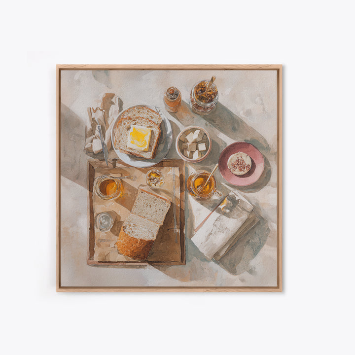 Fresh Bread with Butter and Honey Framed Canvas Print, Kitchen Art, Kitchen Prints, Kitchen Decor, Abstract Art, Kitchen, KIT-1x1-66