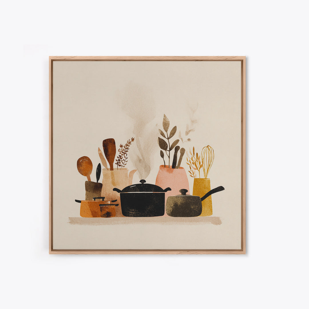 Kitchen Utensil Silhouettes Canvas Print, Kitchen Art, Neutral Decor, Kitchen Decor, Abstract Art, Kitchen, Wall Art, KIT-1x1-69