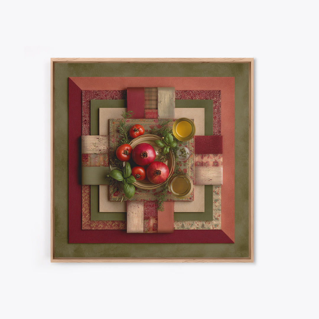Figs Pomegranates and Linen Composition Framed Canvas Print, Kitchen Art, Poster Art, Kitchen Decor, Fine Art, Kitchen, KIT-1x1-70
