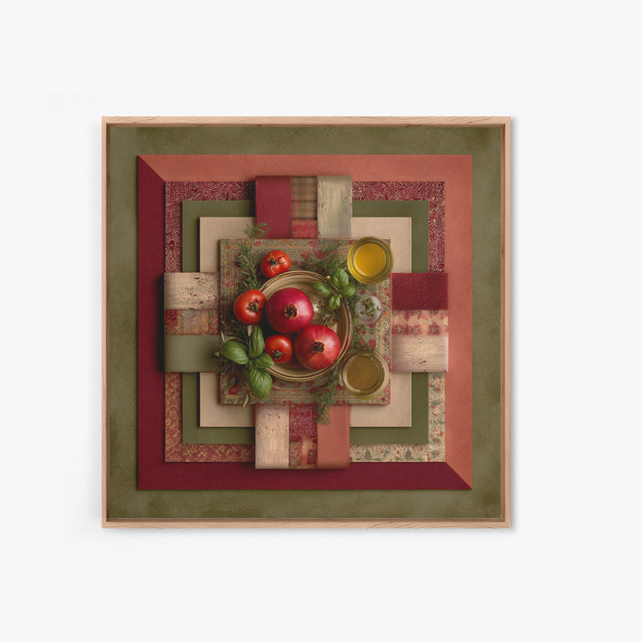 Figs Pomegranates and Linen Composition Framed Canvas Print, Kitchen Art, Poster Art, Kitchen Decor, Fine Art, Kitchen, KIT-1x1-70