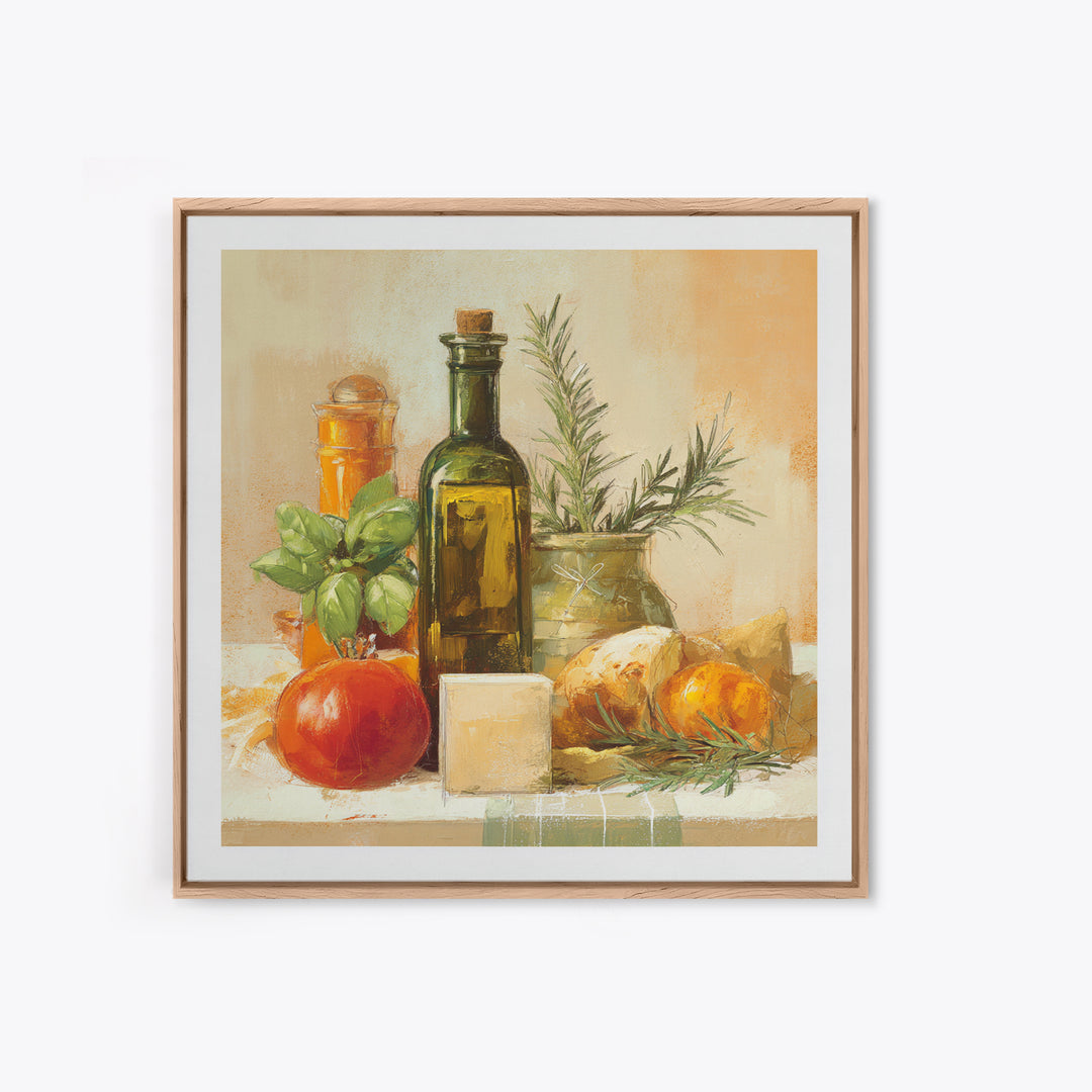 Olive Oil Bottle and Rosemary Branch Canvas Print, Kitchen Art, Room Decor, Kitchen Decor, Fine Art, Kitchen, Digital Art, KIT-1x1-77