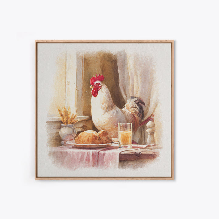 Rooster Portrait for Country Kitchen Charm Framed Canvas Print, Kitchen Art, Textured Painting, Kitchen Decor, Kitchen, KIT-1x1-88
