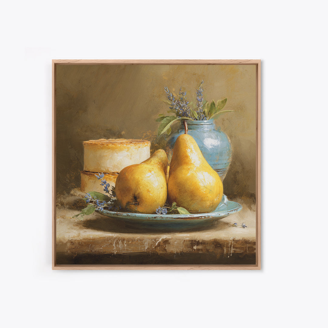 Farmhouse Pears on a Wooden Board Canvas Print, Kitchen Art, Kitchen Art Print, Kitchen Decor, Fine Art, Kitchen, KIT-1x1-9