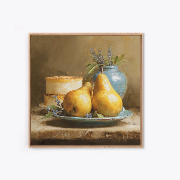 Farmhouse Pears on a Wooden Board Canvas Print, Kitchen Art, Kitchen Art Print, Kitchen Decor, Fine Art, Kitchen, KIT-1x1-9