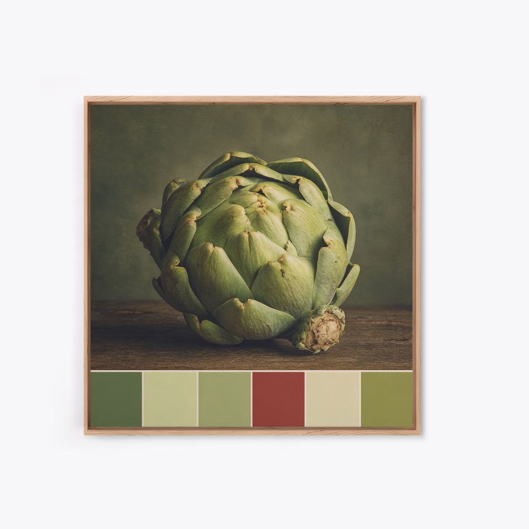 Artichoke Closeup in Painterly Green Tones Canvas Print, Kitchen Art, Coffee Print, Kitchen Decor, Fine Art, Kitchen, KIT-1x1-92